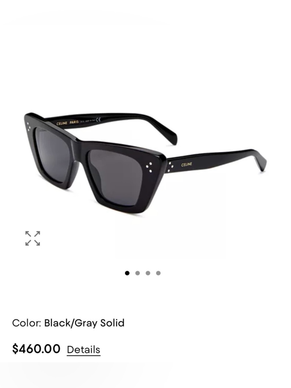 Celine Black Rectangular Acetate Sunglasses with Brown Case - Picture 3 of 10